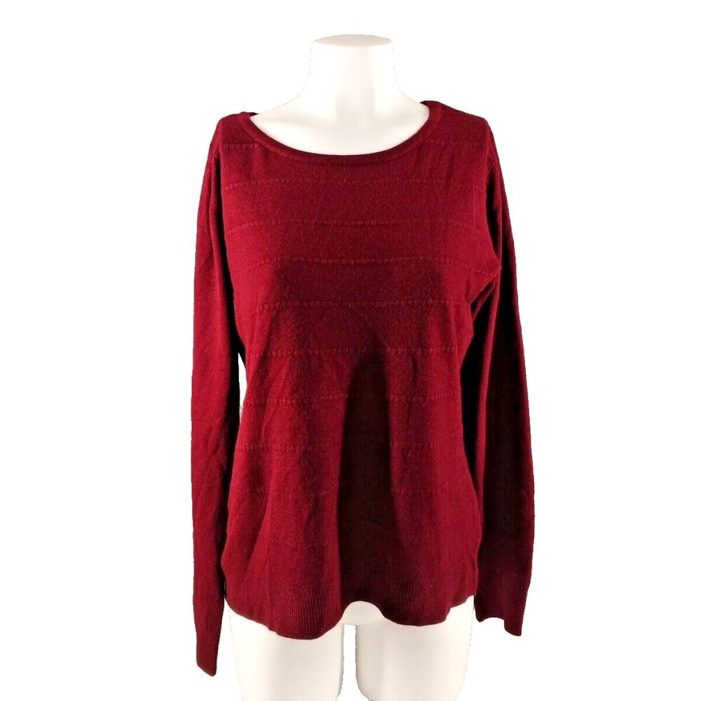 NWT Karen Scott Fall Textured Sweater MEDIUM(8-10) Pullover Burgundy